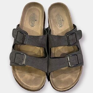 Woodstock Bert Slides Sandals Gray Leather Size 9 Vintage Brand New York